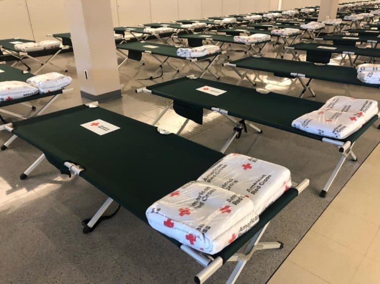 Hurricane Dorian shelter for evacuees helping